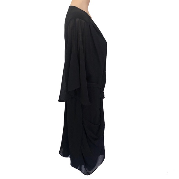 🌿 CITY CHIC 🌿 black Draped faux wrap dress size S (16) with belt BNWT RRP $99 - Picture 8 of 14